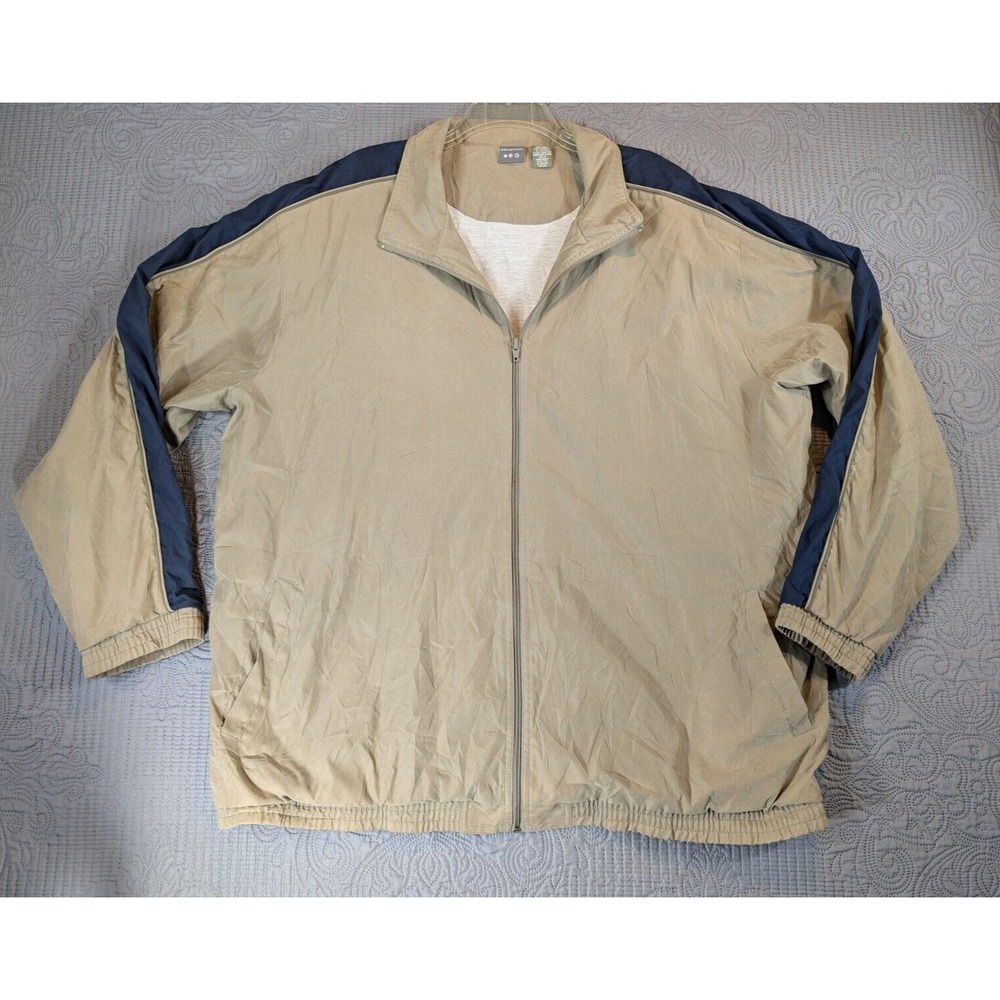 ProSpirit Track Jacket Men's XXL Beige With Navy Blue Accents Full Zip Closure